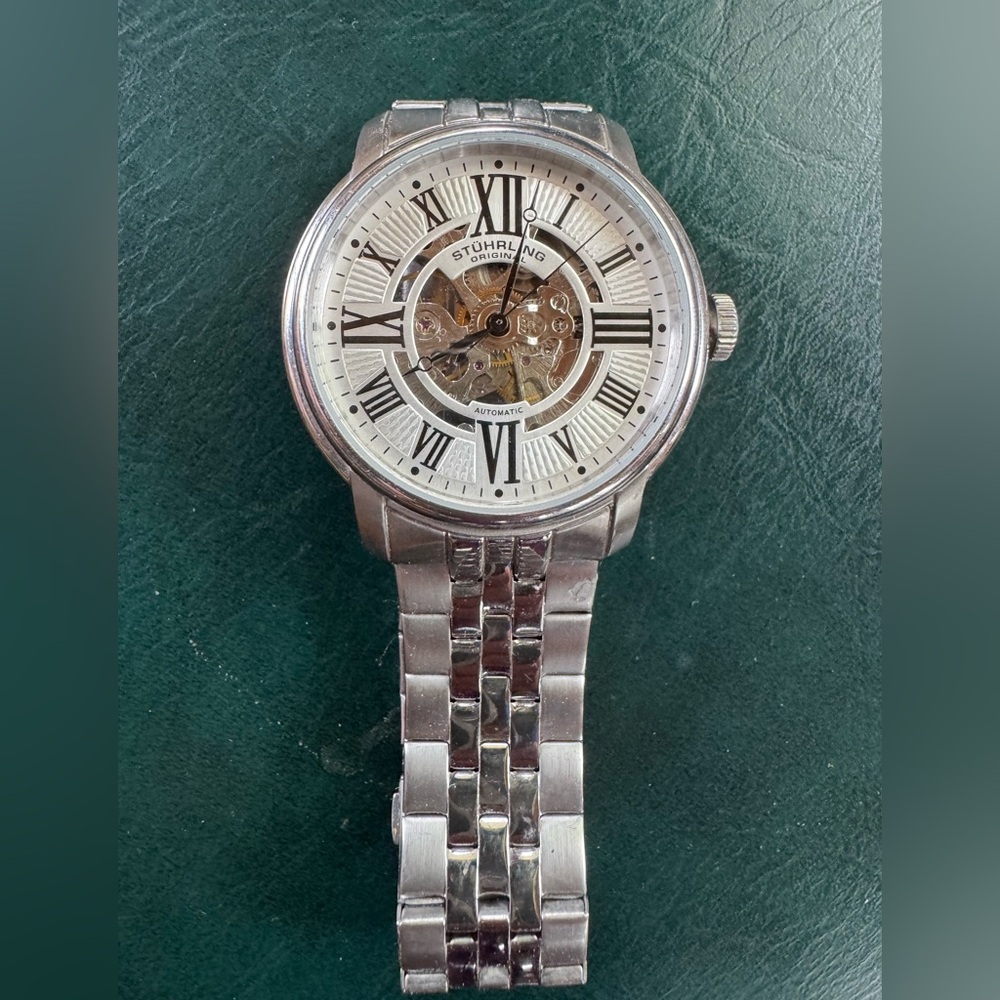 Stuhrling Atrium Automatic Skeleton Stainless Steel Mens Watch